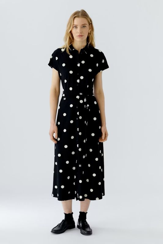Oui, 98578, Dress, Black/Off White
