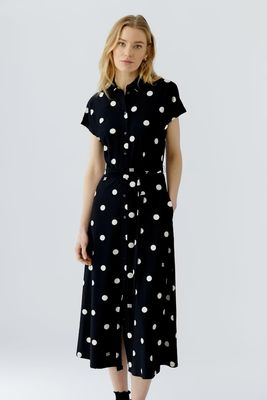 Oui, 98578, Dress, Black/Off White