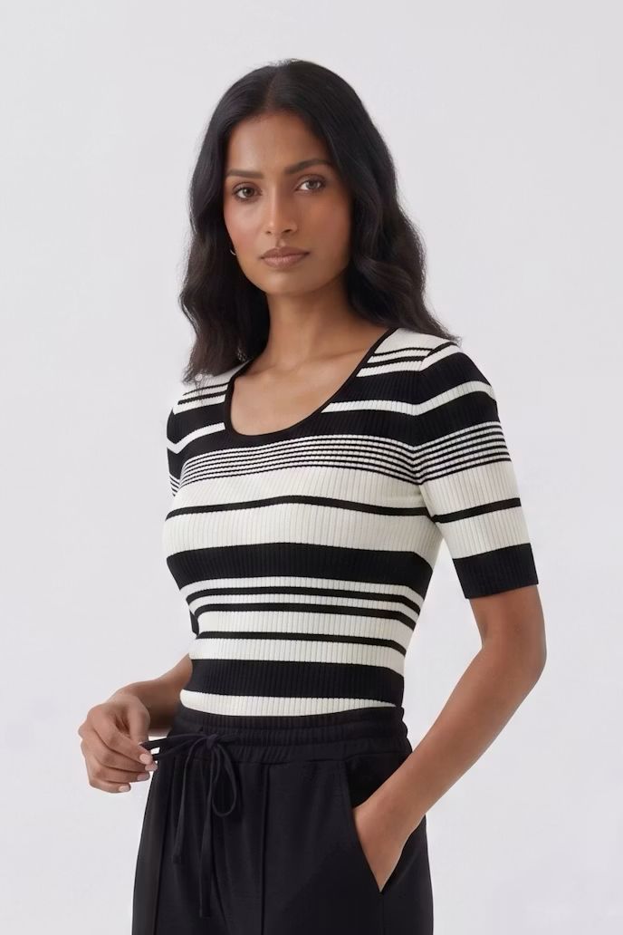 Oui, 97908, Pullover, Black/White