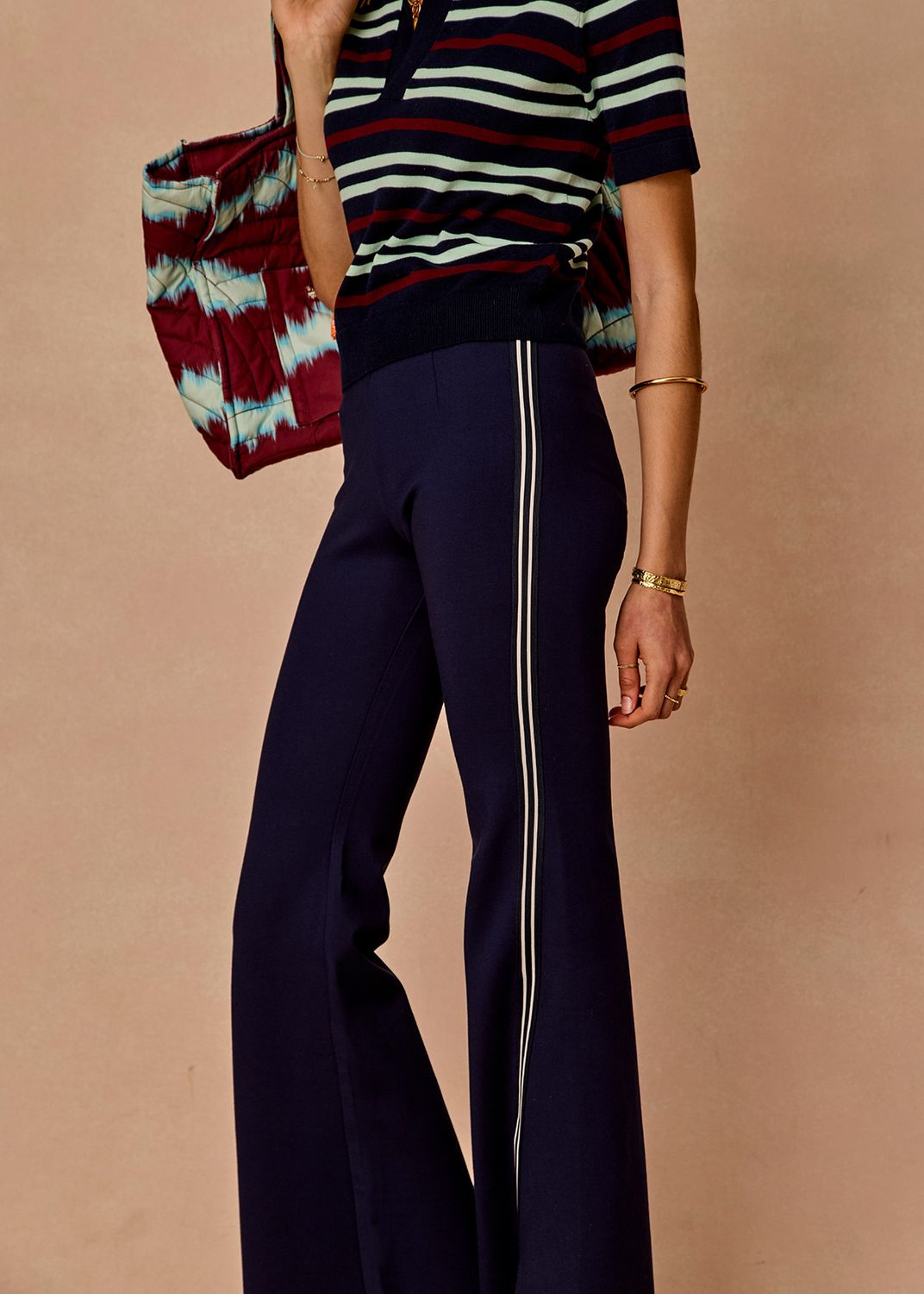 The Upside, Joyella Paneled Flare Pant, Navy