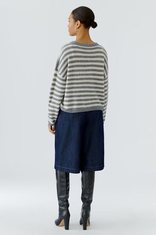 Oui, 92275, Pullover, Grey/White