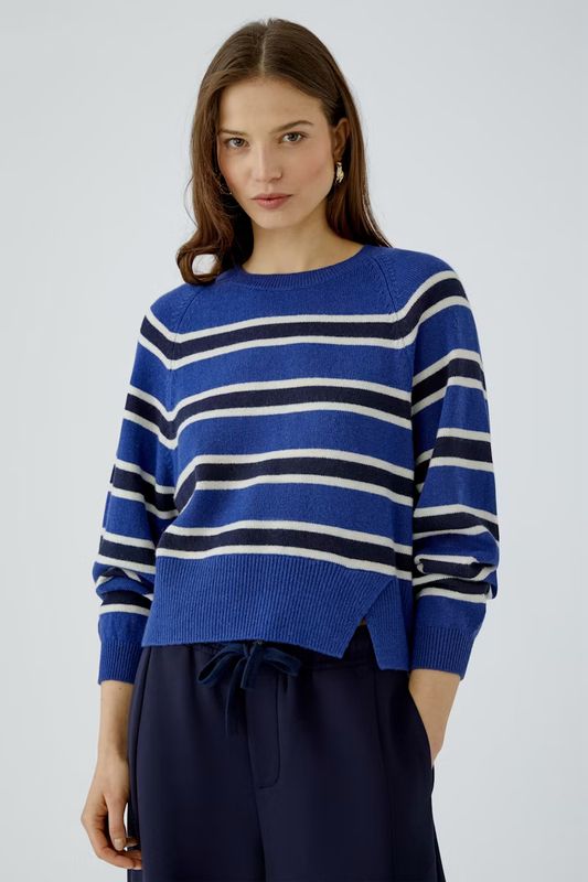 Oui, 98042, Striped Blue/Black Pullover