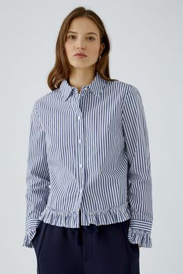 Oui, 99104, Striped Blue/White Blouse