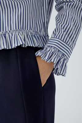 Oui, 99104, Striped Blue/White Blouse