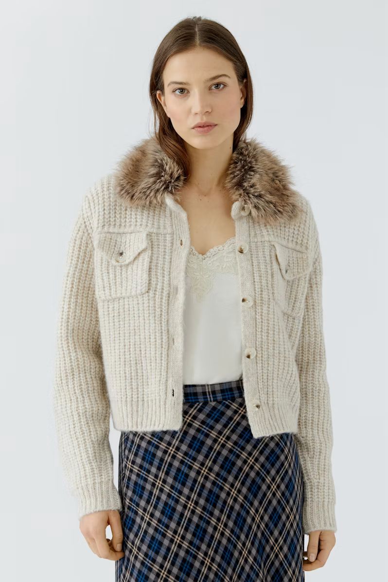 Oui, 98024, Cardigan with detachable collar