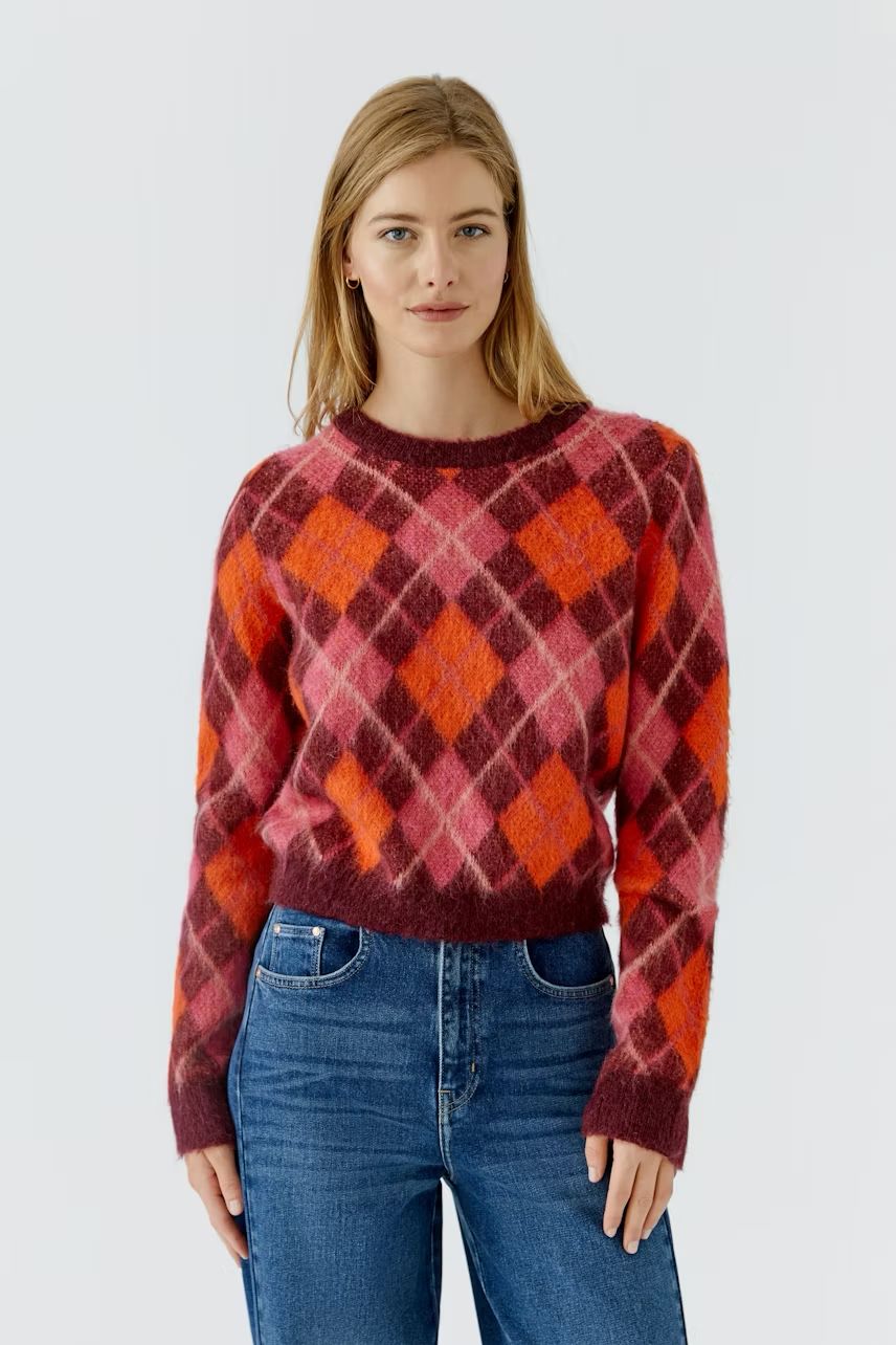 Oui, 99849, Pullover, Dark Red