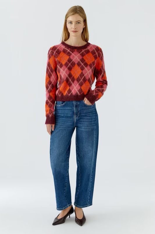 Oui, 99849, Pullover, Dark Red