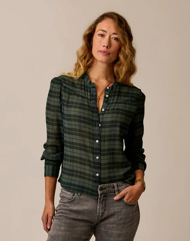 Carve Designs, Tatum Gauze Top, Laurel Plaid