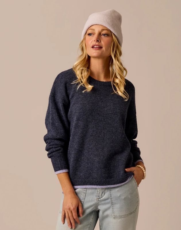 Carve Designs, Drue Fuzzy Sweater,  Navy w/Dark Dawn