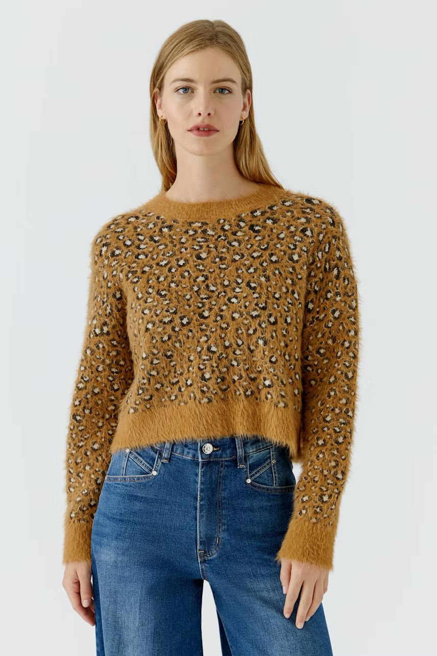 Oui, 100079, Pullover, Camel/Black