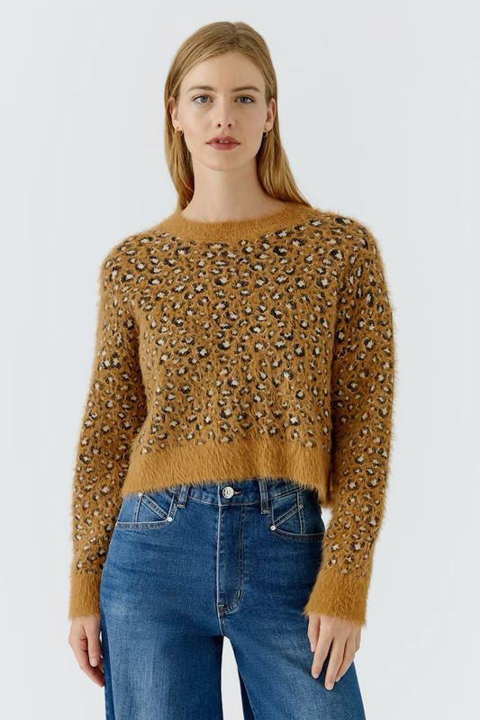 Oui, 100079, Pullover, Camel/Black