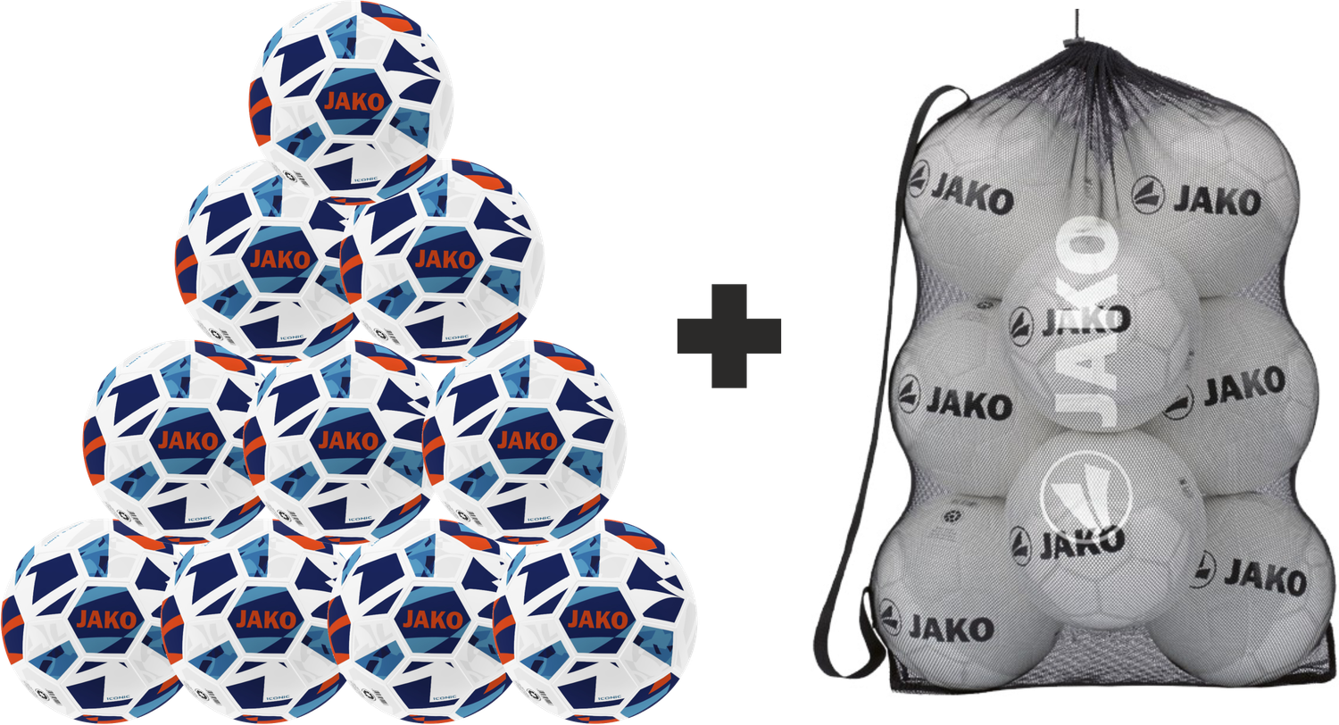 Jako Junioren Fußball Iconic 10er Set inkl. Ballnetz