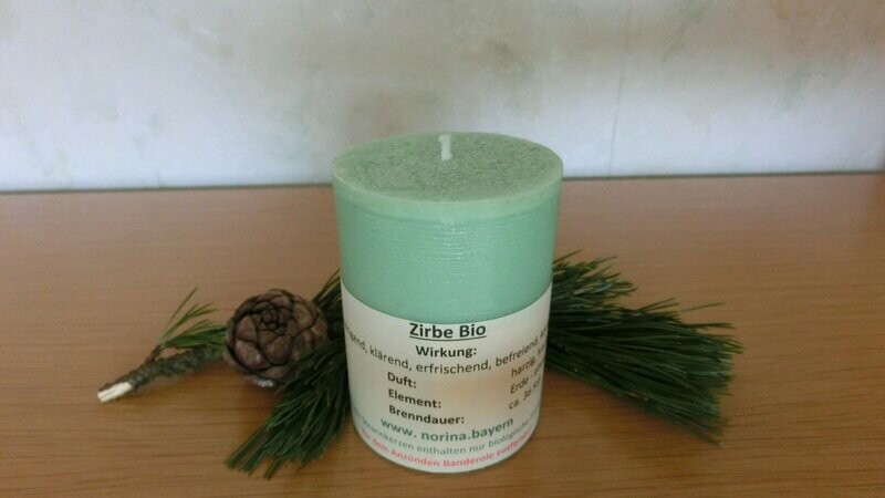 Zirbenkerze - Bio - Stearin                               Brenndauer: ca. 36 Std.