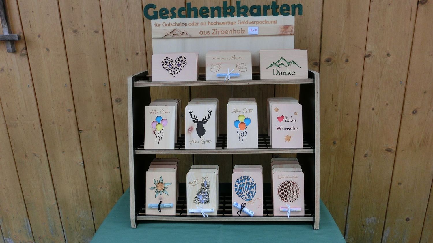 Geld-Geschenkkarte aus Zirbenholz
