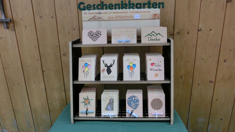 Geld-Geschenkkarte aus Zirbenholz