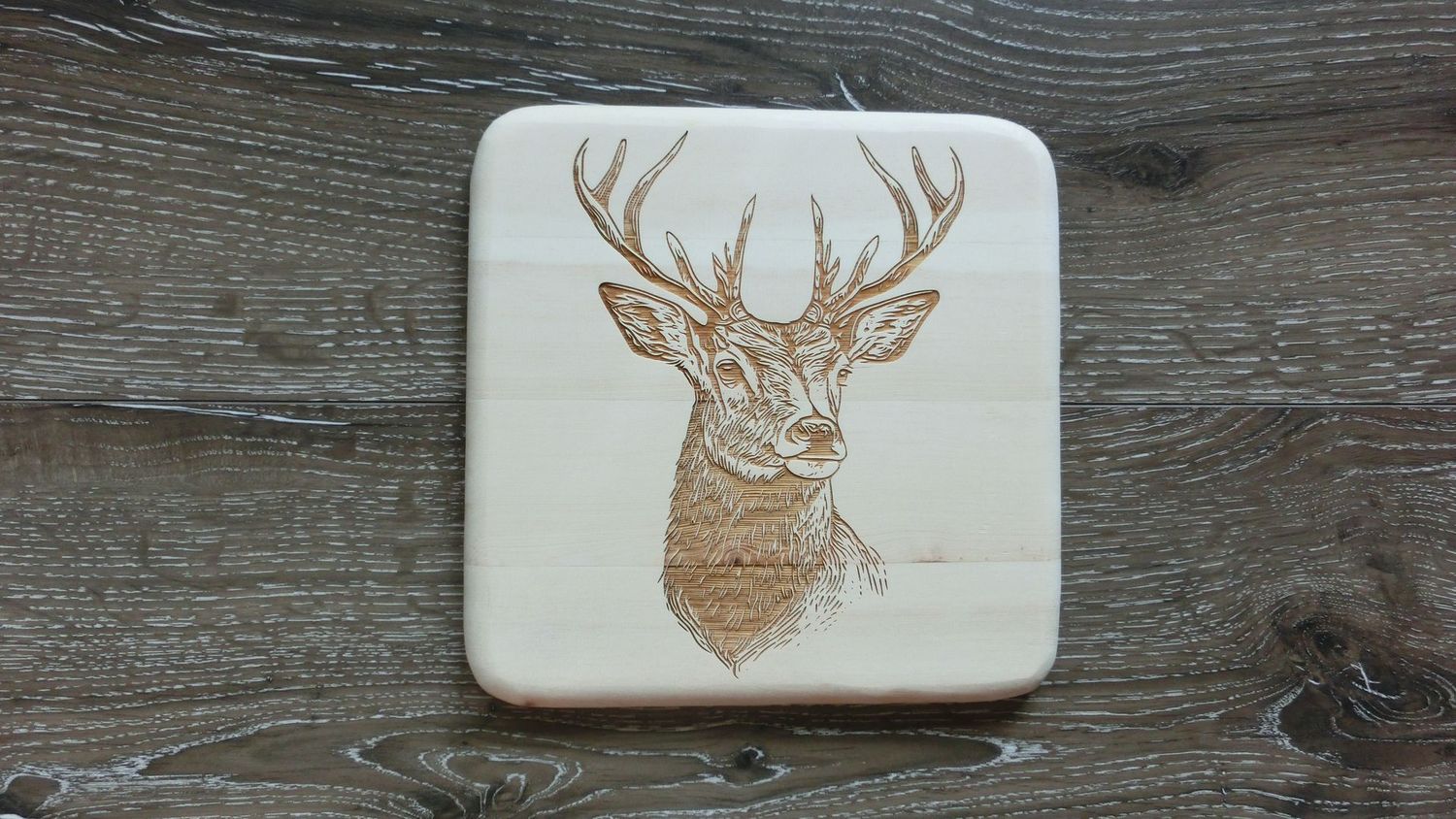 Zirben-Wandbild Hirsch, 26 x 26 cm