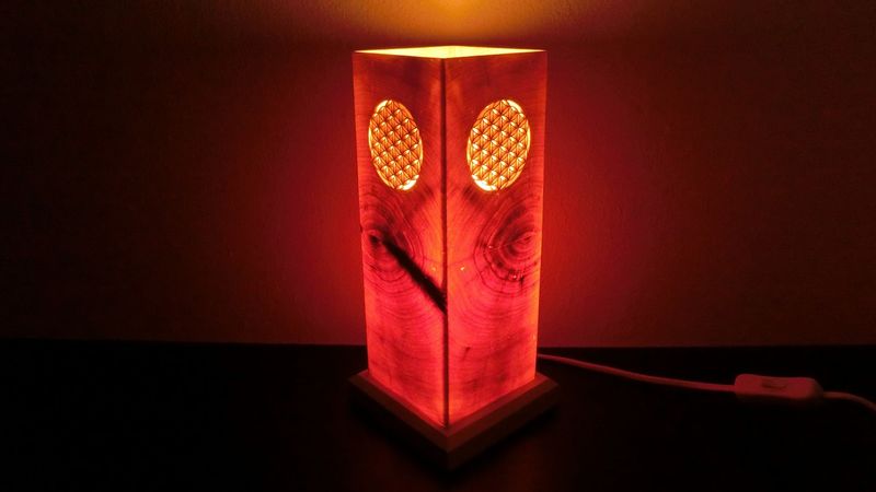 Zirben - Romantik - Lampe Nr. 932, rechteckig, " Blume des Lebens "