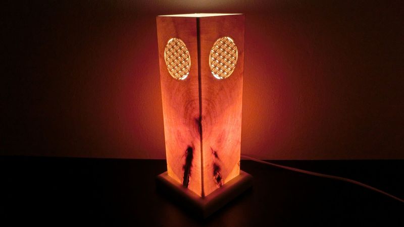 Zirben - Romantik - Lampe Nr. 1202, rechteckig, "Blume des Lebens"