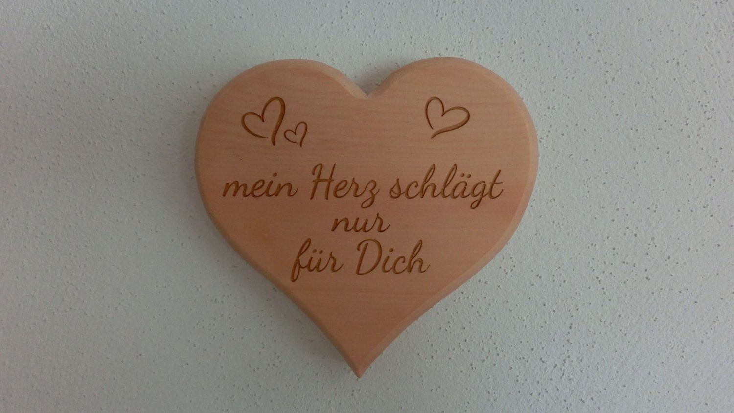 Zirbenholz - Wandbild "mein Herz schlägt nur für Dich" 16 cm