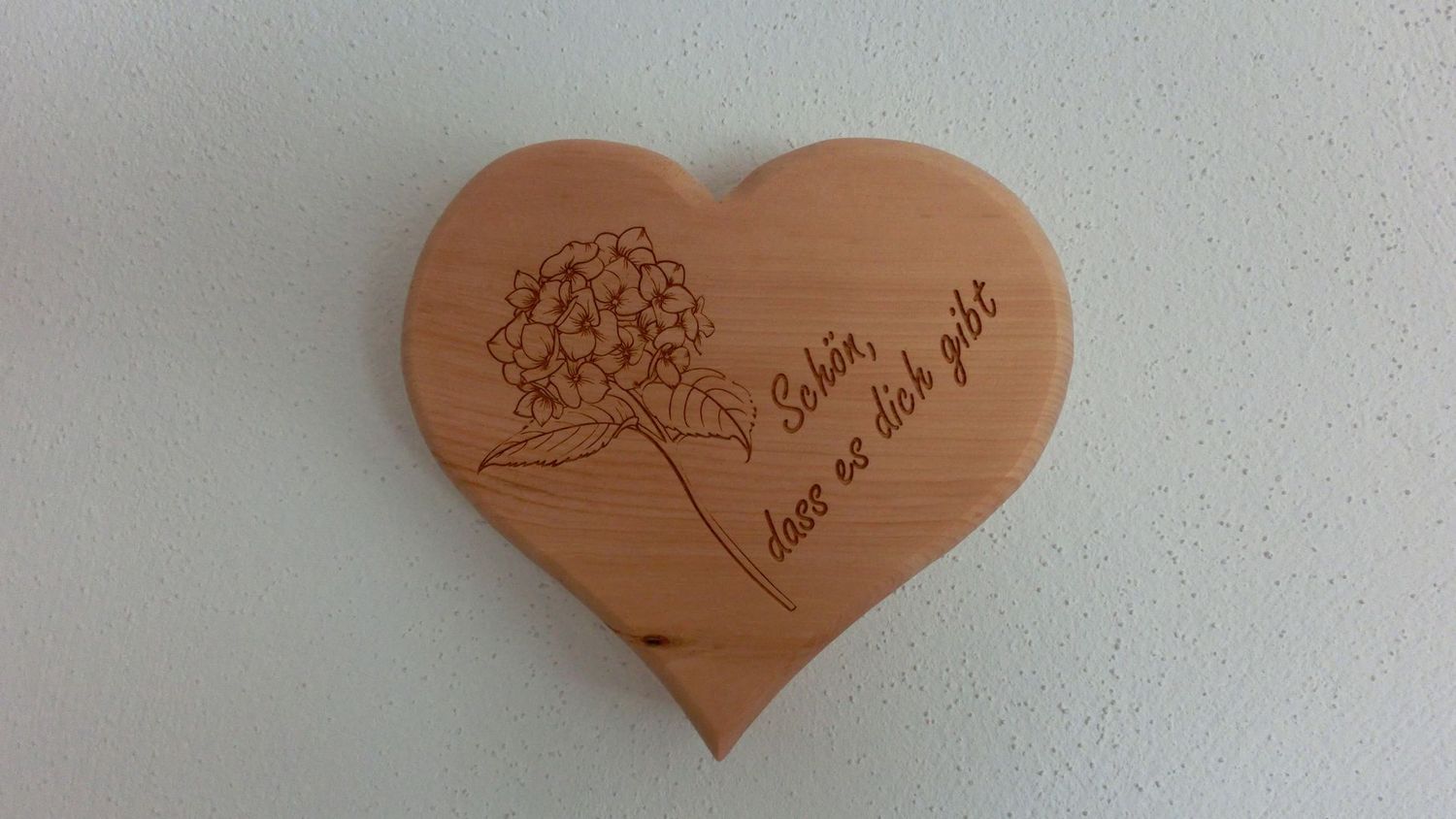 Zirbenholz - Wandbild "Schön, dass es dich gibt" 16 cm