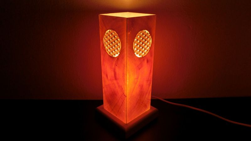 Zirben - Romantik - Lampe Nr. 1390, rechteckig, "Blume des Lebens"