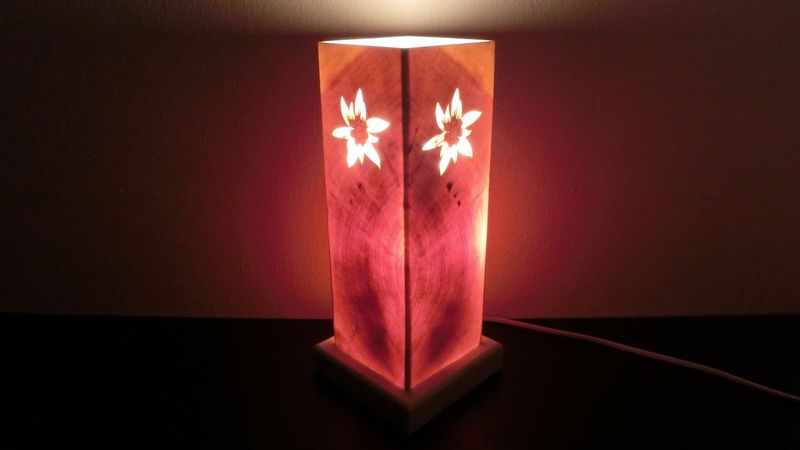 Zirben  - Romantik - Lampe  Nr. 1253,  rechteckig            "Edelweiß"