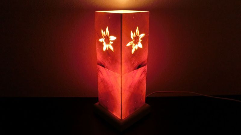 Zirben  - Romantik - Lampe  Nr. 1329,  rechteckig            "Edelweiß"