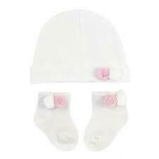 Soft Touch Girls Newborn Hat & Sock Set
