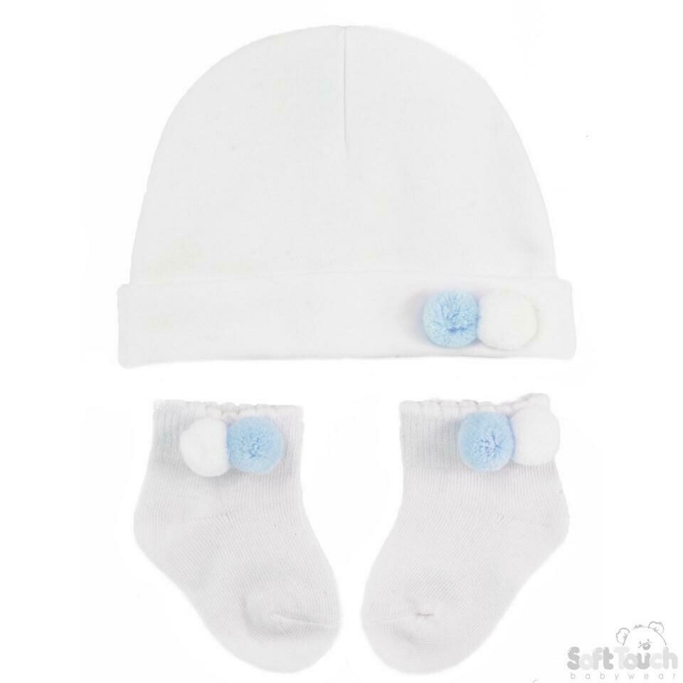 Soft Touch Boys Newborn Hat & Sock Set