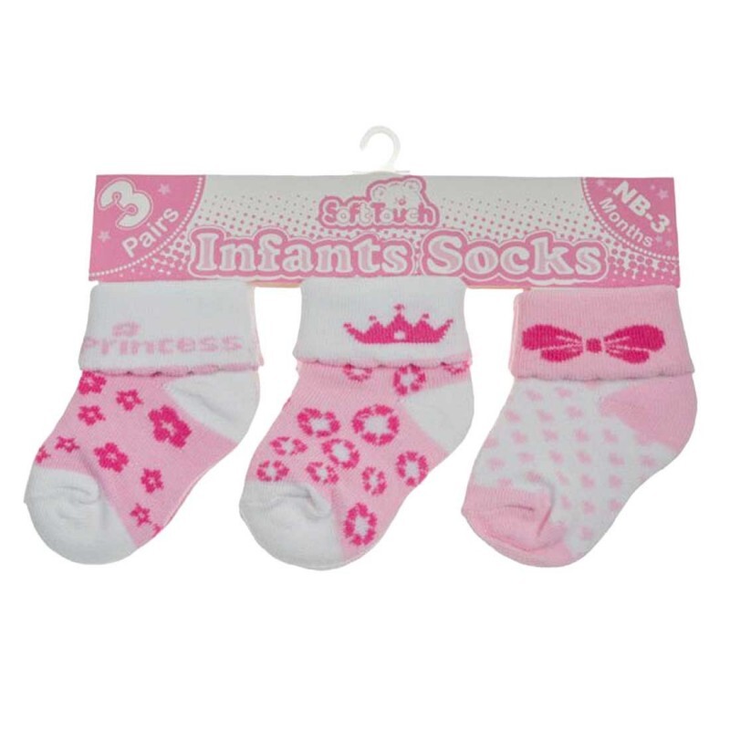  Soft Touch 3 Pack Baby Socks
