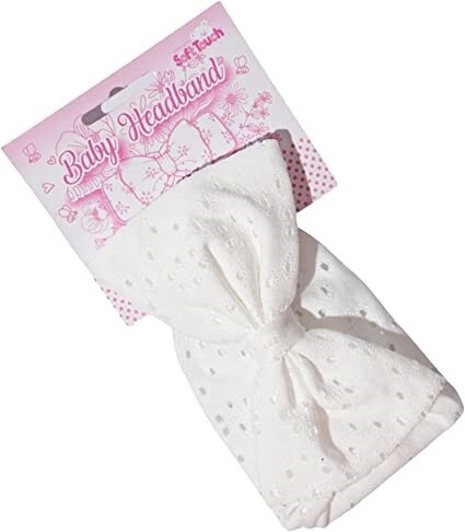 Soft Touch Girls White Headband Large Bow (HB102-W)
