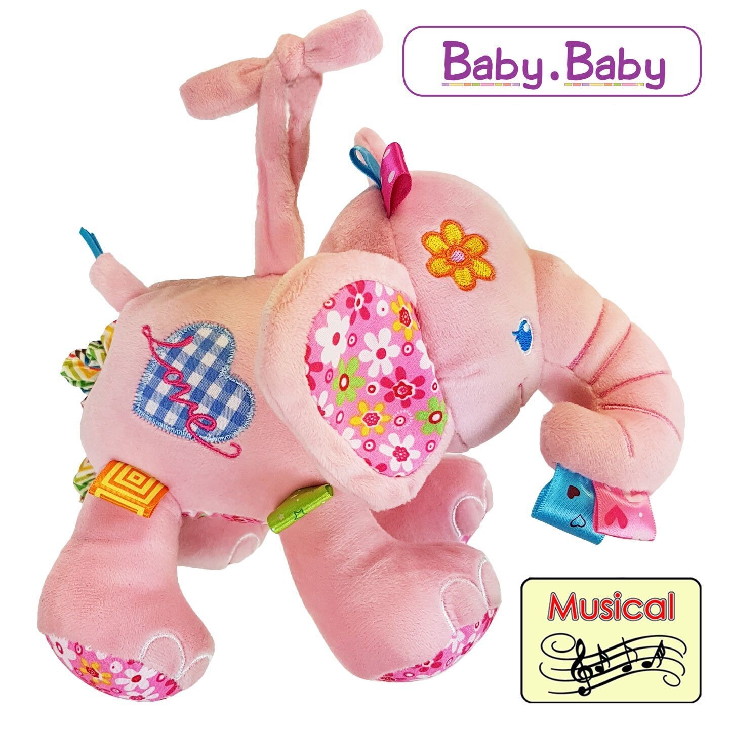 Standing Baby Musical Pull Pink Elephant Toy (BB225)