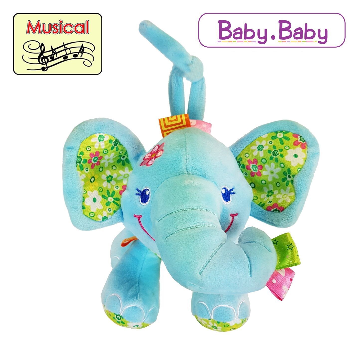 Standing Baby Musical Pull Blue Elephant Toy (BB225)