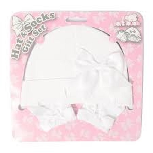 soft touch Soft Touch Girls Newborn Hat & Sock Set
