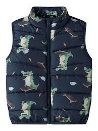 Name It Dino Print Puffer Gilet (13237568)