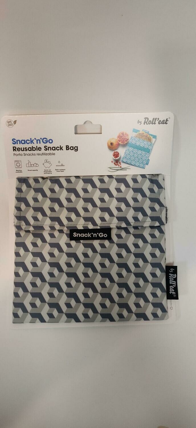Roll'Eat Reusable snack bag grey blocks