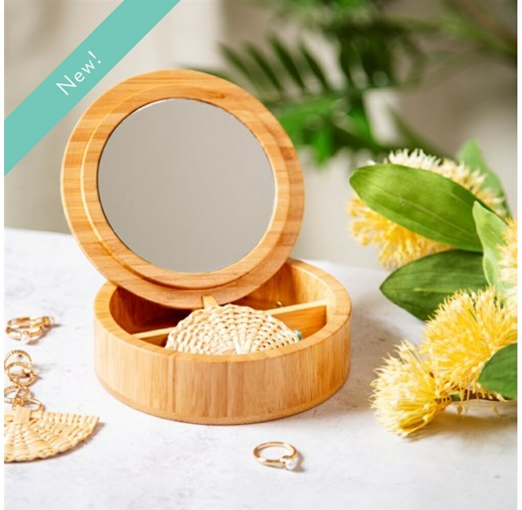 Round Bamboo Jewellery Box
