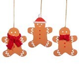 Wooden Gingerbread Man Hanging Decoration Assorted