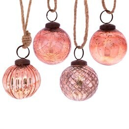 Copper Crackle Glass Bauble - Set of 4