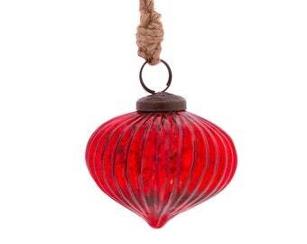 Red Crackle Glass Onion Bauble