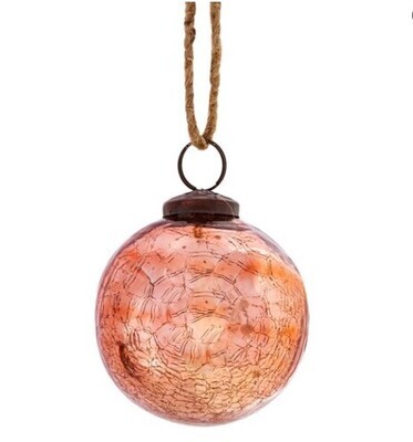 Copper Crackle Glass Bauble