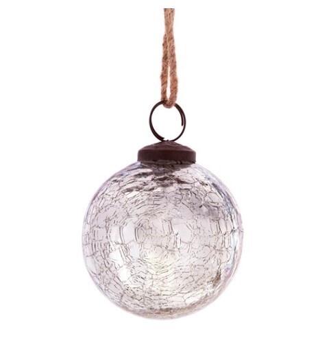 Silver Crackle Glass Bauble