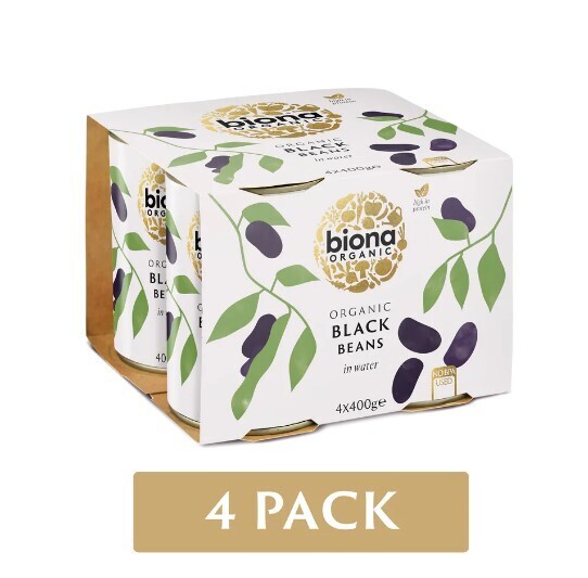 Org Black Beans in Water 4x400g PACK - BIONA
