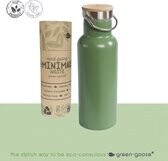 RVS Thermos bottle with bamboo cap GREEN
