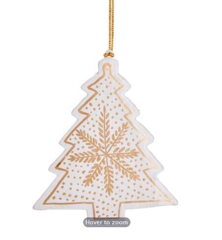 White &amp; Gold Christmas Tree Wooden Decoration