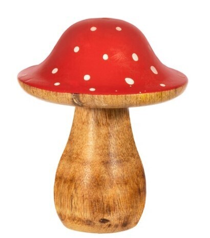 Red & White Wooden Toadstool Standing Decoration
