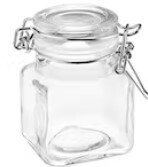 Mini Clip Top Spice Jars Glass Canister Containers, 100 ml with Labels and Chalk Pen
