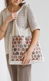 Linen Reusable Shopping Bag • FoldableTote with HEARTS