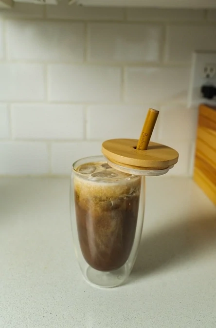 Glass Tumbler with Bamboo Lid + Straw