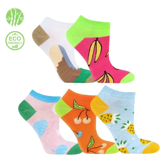 5 Pair Bamboo Sneaker Socks Women | Fruits | UK Size 3 - 5